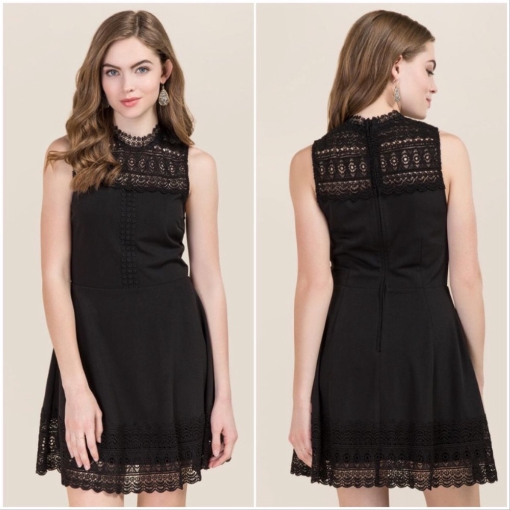 Francesca's Shelly Crochet A-line Black Dress XS